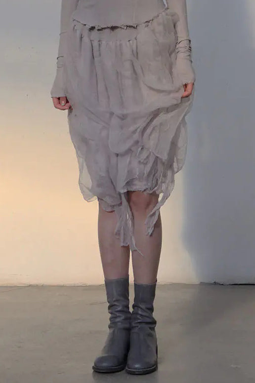 Marc Le Bihan Silk Skirt Six-layer Gauze 25930 Series French Hand-dyed MLB-25930-HUIHE Taupe